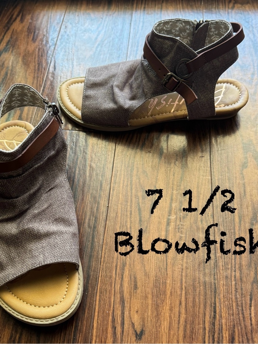 Blowfish Brown Canvas & Leather Open-Toe Sandals